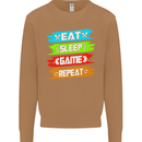 Eat Sleep Game Funny Gamer Gamming Mens Sweatshirt Jumper Caramel Latte