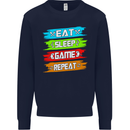 Eat Sleep Game Funny Gamer Gamming Mens Sweatshirt Jumper Navy Blue