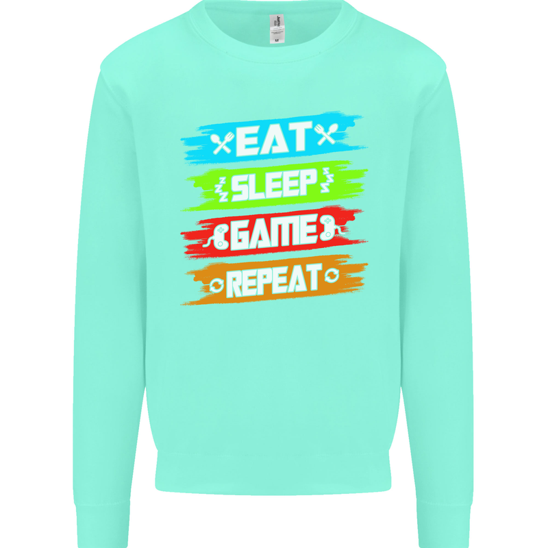 Eat Sleep Game Funny Gamer Gamming Mens Sweatshirt Jumper Peppermint