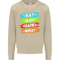 Eat Sleep Game Funny Gamer Gamming Mens Sweatshirt Jumper Sand