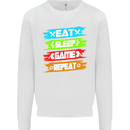 Eat Sleep Game Funny Gamer Gamming Mens Sweatshirt Jumper White