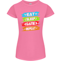 Eat Sleep Game Funny Gamer Gamming Womens Petite Cut T-Shirt Azalea