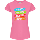 Eat Sleep Game Funny Gamer Gamming Womens Petite Cut T-Shirt Azalea