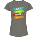 Eat Sleep Game Funny Gamer Gamming Womens Petite Cut T-Shirt Charcoal