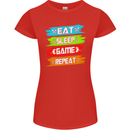 Eat Sleep Game Funny Gamer Gamming Womens Petite Cut T-Shirt Red