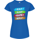 Eat Sleep Game Funny Gamer Gamming Womens Petite Cut T-Shirt Royal Blue