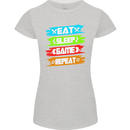 Eat Sleep Game Funny Gamer Gamming Womens Petite Cut T-Shirt Sports Grey