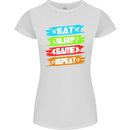 Eat Sleep Game Funny Gamer Gamming Womens Petite Cut T-Shirt White