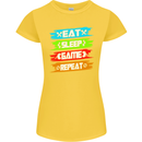 Eat Sleep Game Funny Gamer Gamming Womens Petite Cut T-Shirt Yellow