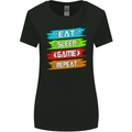 Eat Sleep Game Funny Gamer Gamming Womens Wider Cut T-Shirt Black