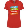 Eat Sleep Game Funny Gamer Gamming Womens Wider Cut T-Shirt Red