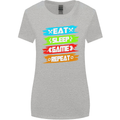Eat Sleep Game Funny Gamer Gamming Womens Wider Cut T-Shirt Sports Grey