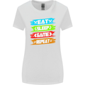 Eat Sleep Game Funny Gamer Gamming Womens Wider Cut T-Shirt White
