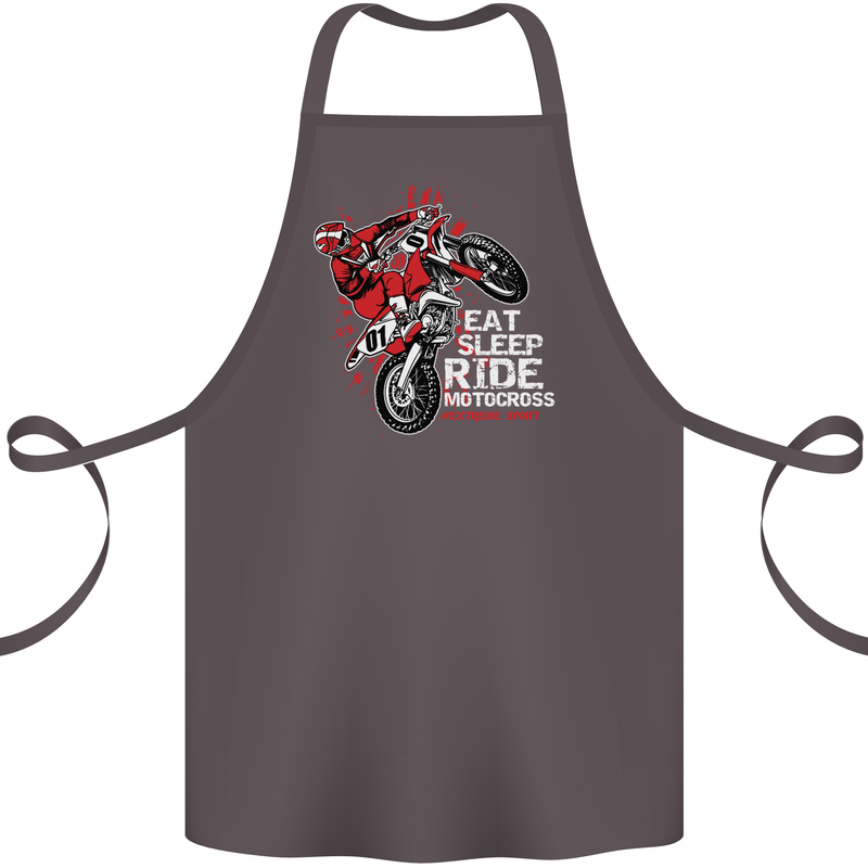Eat Sleep Ride Motocross Dirt Bike MotoX Cotton Apron 100% Organic Dark Grey