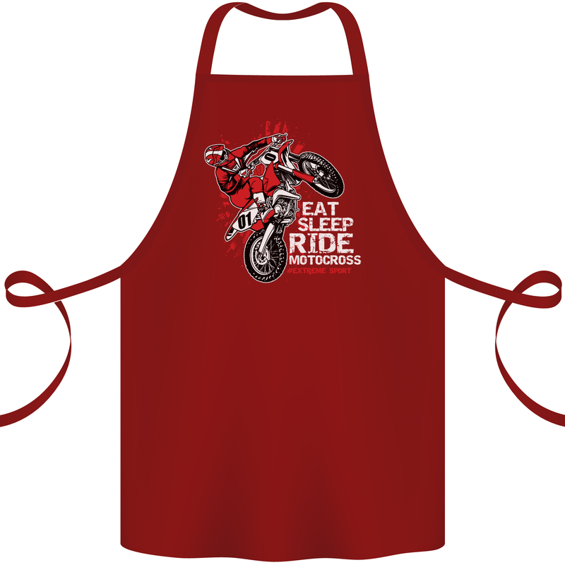 Eat Sleep Ride Motocross Dirt Bike MotoX Cotton Apron 100% Organic Maroon
