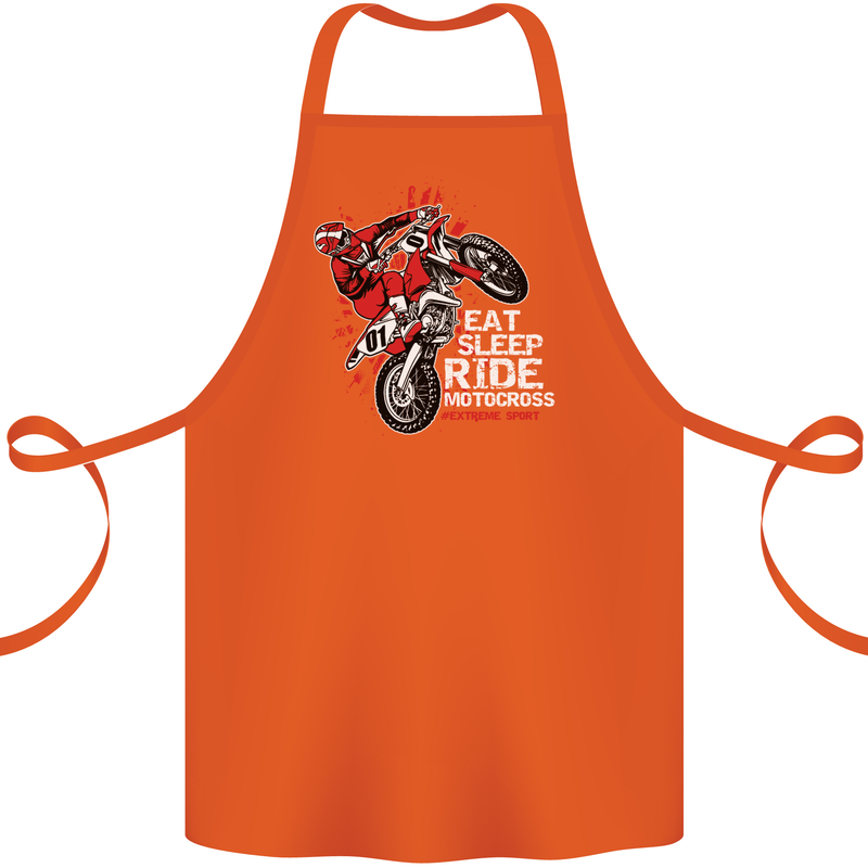 Eat Sleep Ride Motocross Dirt Bike MotoX Cotton Apron 100% Organic Orange