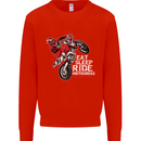Eat Sleep Ride Motocross Dirt Bike MotoX Kids Sweatshirt Jumper Bright Red