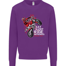 Eat Sleep Ride Motocross Dirt Bike MotoX Kids Sweatshirt Jumper Purple
