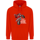 Eat Sleep Ride Motocross Dirt Bike MotoX Mens 80% Cotton Hoodie Bright Red