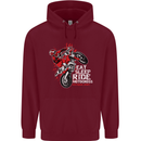 Eat Sleep Ride Motocross Dirt Bike MotoX Mens 80% Cotton Hoodie Maroon
