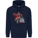 Eat Sleep Ride Motocross Dirt Bike MotoX Mens 80% Cotton Hoodie Navy Blue