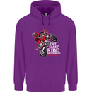 Eat Sleep Ride Motocross Dirt Bike MotoX Mens 80% Cotton Hoodie Purple