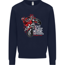 Eat Sleep Ride Motocross Dirt Bike MotoX Mens Sweatshirt Jumper Navy Blue