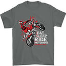 Eat Sleep Ride Motocross Dirt Bike MotoX Mens T-Shirt Cotton Gildan Charcoal