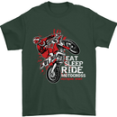 Eat Sleep Ride Motocross Dirt Bike MotoX Mens T-Shirt Cotton Gildan Forest Green