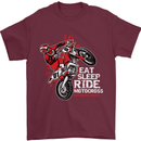 Eat Sleep Ride Motocross Dirt Bike MotoX Mens T-Shirt Cotton Gildan Maroon