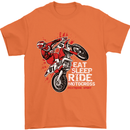 Eat Sleep Ride Motocross Dirt Bike MotoX Mens T-Shirt Cotton Gildan Orange