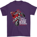 Eat Sleep Ride Motocross Dirt Bike MotoX Mens T-Shirt Cotton Gildan Purple