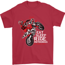 Eat Sleep Ride Motocross Dirt Bike MotoX Mens T-Shirt Cotton Gildan Red