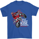 Eat Sleep Ride Motocross Dirt Bike MotoX Mens T-Shirt Cotton Gildan Royal Blue