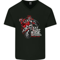 Eat Sleep Ride Motocross Dirt Bike MotoX Mens V-Neck Cotton T-Shirt Black