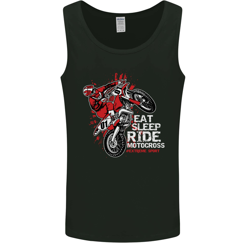 Eat Sleep Ride Motocross Dirt Bike MotoX Mens Vest Tank Top Black