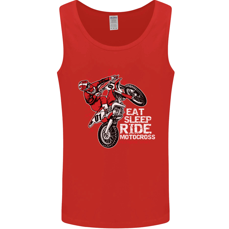 Eat Sleep Ride Motocross Dirt Bike MotoX Mens Vest Tank Top Red