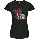 Eat Sleep Ride Motocross Dirt Bike MotoX Womens Petite Cut T-Shirt Black