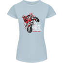Eat Sleep Ride Motocross Dirt Bike MotoX Womens Petite Cut T-Shirt Light Blue
