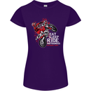 Eat Sleep Ride Motocross Dirt Bike MotoX Womens Petite Cut T-Shirt Purple