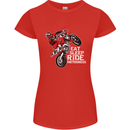 Eat Sleep Ride Motocross Dirt Bike MotoX Womens Petite Cut T-Shirt Red