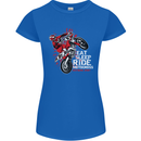 Eat Sleep Ride Motocross Dirt Bike MotoX Womens Petite Cut T-Shirt Royal Blue