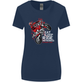 Eat Sleep Ride Motocross Dirt Bike MotoX Womens Wider Cut T-Shirt Navy Blue