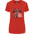 Eat Sleep Ride Motocross Dirt Bike MotoX Womens Wider Cut T-Shirt Red