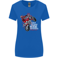 Eat Sleep Ride Motocross Dirt Bike MotoX Womens Wider Cut T-Shirt Royal Blue