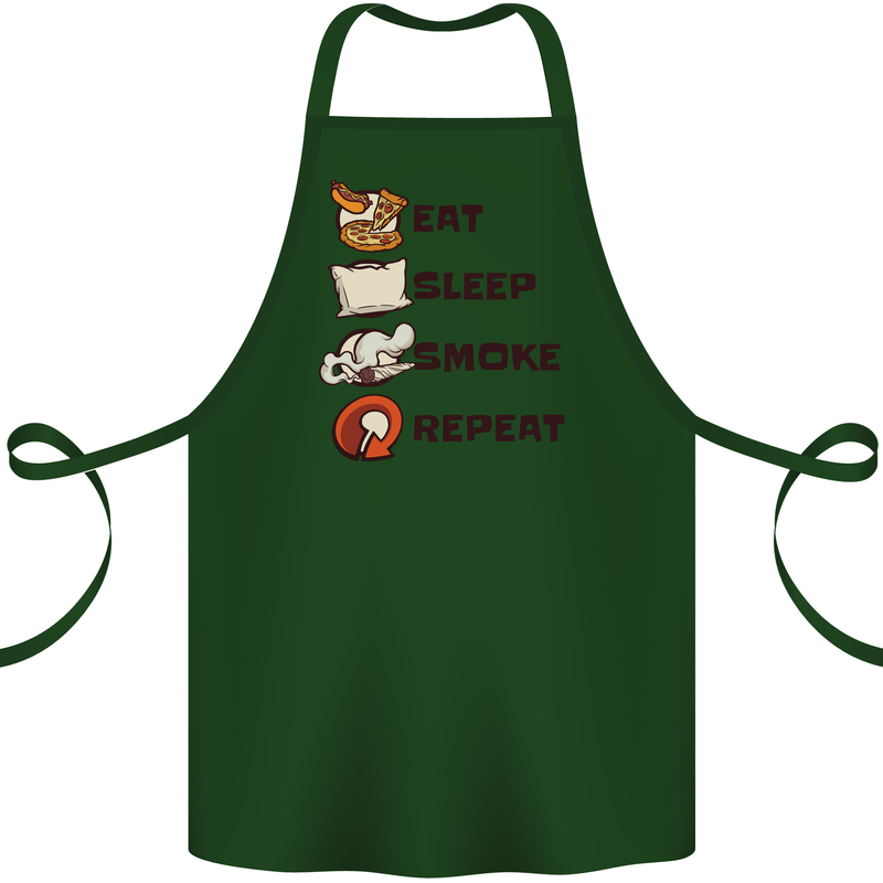 Eat Sleep Smoke Weed Repeat Drugs Cannabis Cotton Apron 100% Organic Forest Green
