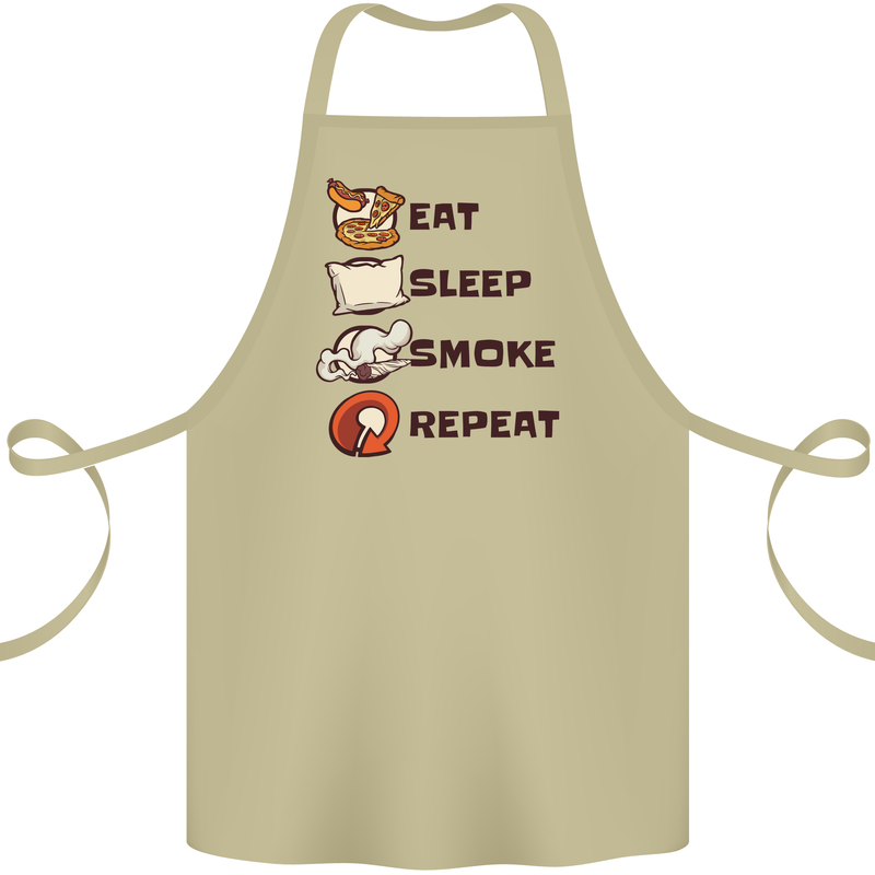 Eat Sleep Smoke Weed Repeat Drugs Cannabis Cotton Apron 100% Organic Khaki
