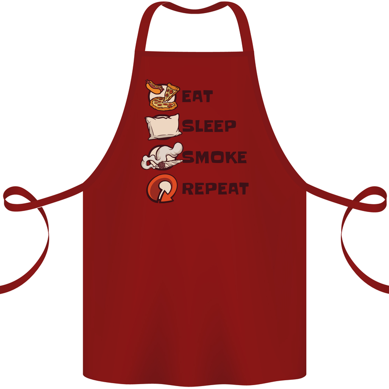 Eat Sleep Smoke Weed Repeat Drugs Cannabis Cotton Apron 100% Organic Maroon