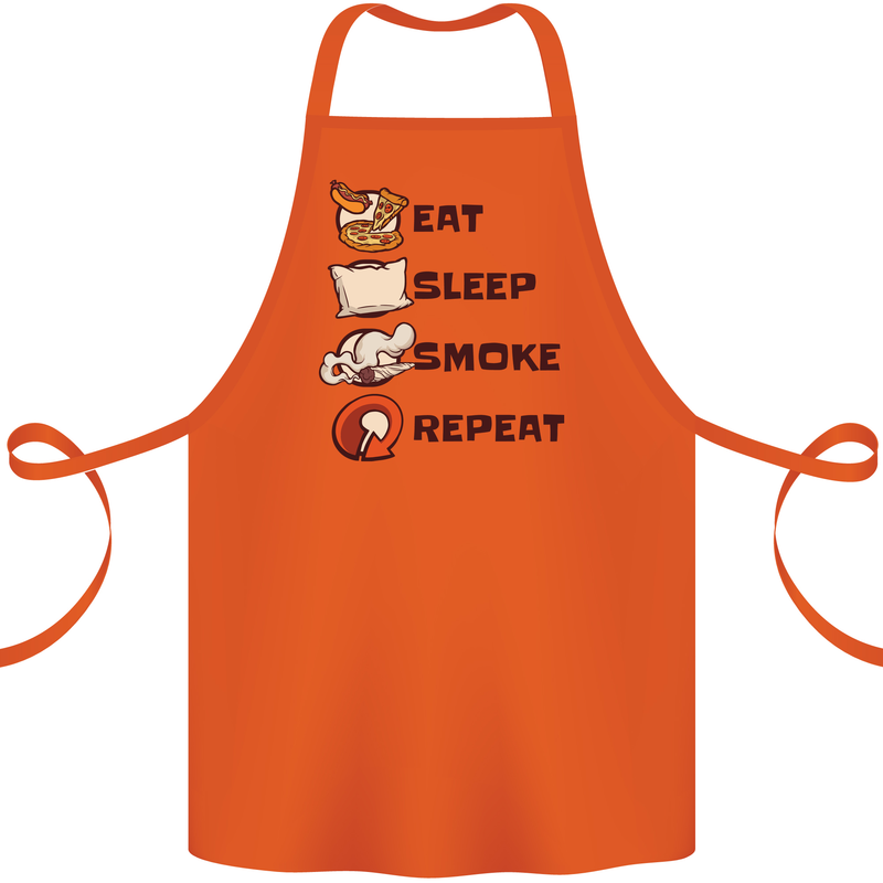 Eat Sleep Smoke Weed Repeat Drugs Cannabis Cotton Apron 100% Organic Orange