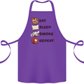 Eat Sleep Smoke Weed Repeat Drugs Cannabis Cotton Apron 100% Organic Purple